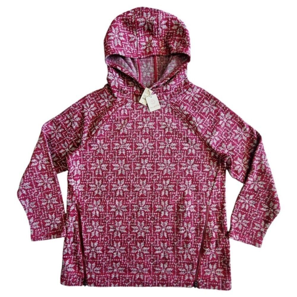 Talbots T by Talbots Nordic Pink Snowflakes Fleece Sweater Size L